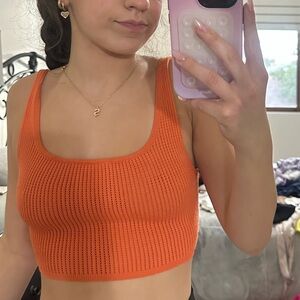 Aritzia Babaton Orange Knit Tank Top